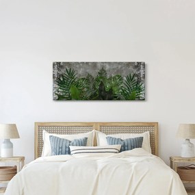 Obraz - Betónový múr s rastlinami (120x50 cm)