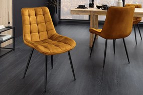 Dizajnová jedálenská stolička Granby horčicová zamat