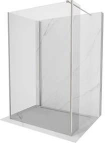 Mexen Kioto, 3-stenová sprchová zástena Walk-In Walk-in 125 x 80 x 40 cm, 8mm číre sklo, brúsená oceľ profil, 800-125-080-221-97-00-040