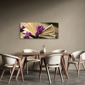 Obraz knihy s levanduľou (120x50 cm)