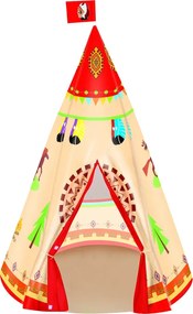 LEAN Toys Detský stan Tipi indiánsky štýl krémový 160 x 105 cm