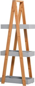 Kleankin Bambusová Policová Dvojica so 3 policami A-frame 30x18x81 cm Prírodná a Šedá | Aosom