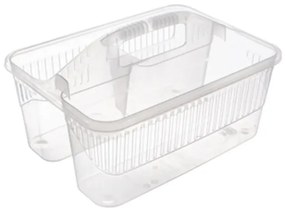 Organizér na čistiace potreby, delený košík, transparentný TINA 30 x 23 x 17 cm