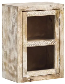 furniture-nabytek.cz - Masívna nástenná skrinka Bitna z mangového dreva, lakovaná, prírodná farba – 43×25×60 cm
