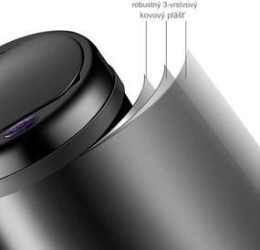 InternetovaZahrada Bezdotykový odpadkový kôš s USB 50 L - strieborný