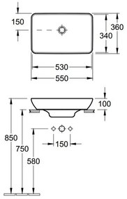 Villeroy & Boch Venticello - Umývadlová misa 550x360 mm, s prepadom, alpská biela 41135501