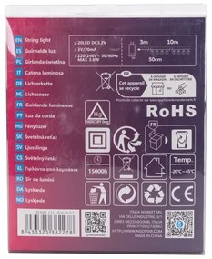 Aigostar - LED vonkajší dekoratívny svetelný reťazec 20xLED/13m IP44 studená biela