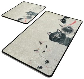 Súprava 2 kusov kúpeľňových predložiek Angry Cats béžová