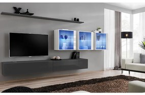 Obývacia stena Switch XVII Sklo +LED Grafit/Biely
