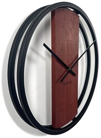 Dekorstudio Kovové hodiny s dubovým drevom LOFT OVAL mahagónové
