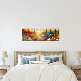 Obraz - Pestrofarebná lúka (s hodinami) (90x30 cm)