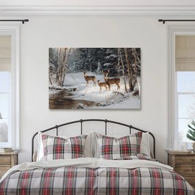 Vianočný obraz zimný les s krásnymi jeleňmi