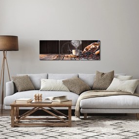 Obraz - Čas na kávu (s hodinami) (90x30 cm)