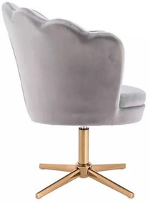 LuxuryForm DESIGN Kreslo FREY VELUR na zlatom kríži - svetlo šedé