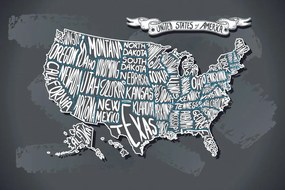 Samolepiaca tapeta moderná mapa USA - 375x250