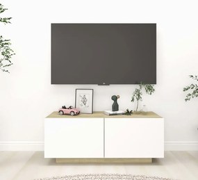 TV skrinka biela a dub sonoma 100x35x40 cm drevotrieska