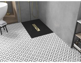 Mexen Toro, SMC obdĺžniková sprchová vanička 140 x 90 cm, čierna, zlatá krytka, 43709014-G