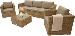 DEOKORK Ratanová variabilná zostava MALIBU pre 5 osôb (béžovo-hnedá)