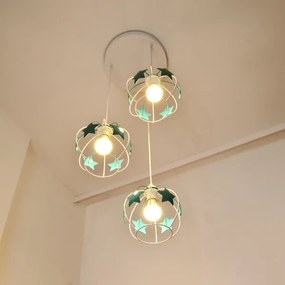 Detský luster na lanku STARS 3xE27/15W/230V tyrkysová/biela