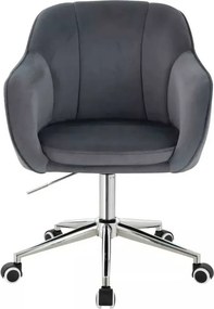 LuxuryForm DESIGN Stolička AVOLA VELUR na striebornej podstave s kolieskami - tmavo šedá