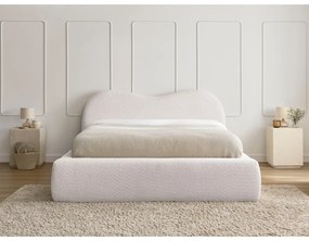 Biela čalúnená dvojlôžková posteľ s úložným priestorom s roštom 140x190 cm Orlane – Bobochic Paris