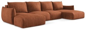 Terakotová ženilková rozkladacia rohová pohovka (do tvaru "U") Leila – Makamii