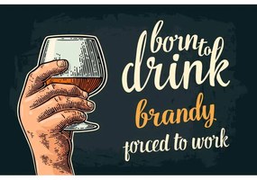 Ceduľa Born To Drink Brandy - Porced To Work
