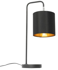 Moderná stolová lampa čierna so zlatým interiérom - Lofty