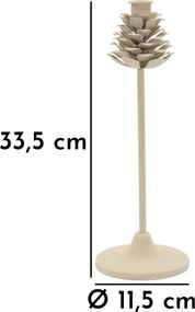 Kovový svietnik Pigna 33 cm krémový
