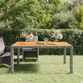 vidaXL Záhradný stôl 150x90x75 cm polyratan a akáciové drevo sivý-