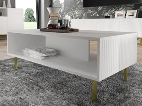 Konferenčný stolík Rowanna (biela + zlatá). Akcia -20%. Vlastná spoľahlivá doprava až k Vám domov. 1124995
