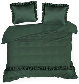 SATÉNOVÉ OBLIEČKY REINA23E 200X220 CM, 2KS 70X80 CM TMAVOZELENÉ