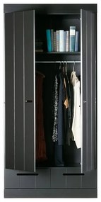 Čierna šatníková skriňa z borovicového dreva 94x195 cm Connect - WOOOD