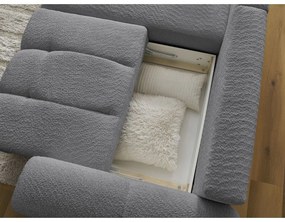 Sivá rozkladacia/s úložným priestorom rohová pohovka z textílie buklé (ľavý roh/s leňoškou) Roxelane – Bobochic Paris