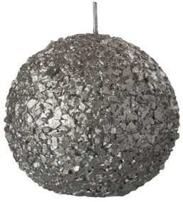 Champagne guľatá sviečka s glitrami - Ø 8 cm