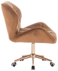 LuxuryForm DESIGN Stolička MILANO VELUR na zlatej podstave s kolieskami - hnedá