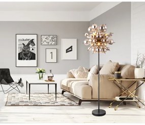 Globo 15633SS - Stojacia lampa UDO 6xE14/25W/230V čierna/dymová