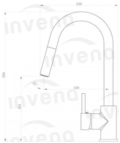 Invena Elia, stojanková drezová batéria, čierna matná, INV-BZ-89-W04-C