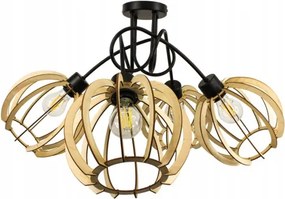 Závesná lampa na strop LOFT 4x veľká drevená guľa