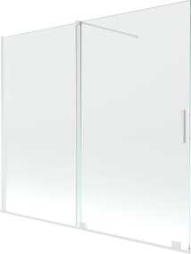 Mexen Velar, 2-krídlová posuvná vaňová zástena 180 x 150 cm, 8mm číre sklo, biely profil, 896-180-000-01-20