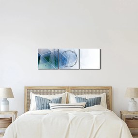 Obraz - Geometrické útvary (s hodinami) (90x30 cm)