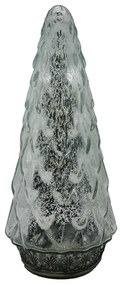 Strieborný sklenený dekoračný svietiaci stromček LED Tree - Ø 11*24 cm