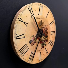 AMADEA Drevené hodiny nástenné okrúhle s ovocím, masívne drevo, priemer 25 cm
