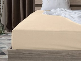 Súprava krepových obliečok TAUPEXA svetlohnedé + plachta Jersey 180 x 200 cm svetlobéžové, dvojlôžko