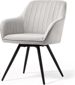 Sada šiestich otočných jedálenských stoličiek TURNO zamatové, sivé / čierne nohy (6 ks)