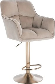 LuxuryForm DESIGN Barová stolička AMALFI VELUR na zlatom tanieri - latte
