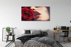 Obraz plexi Rose žena v ústach 140x70 cm