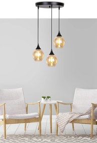 Candellux Čierno-hnedý závesný luster Aspa pre žiarovku 3x E27 s guľatou základňou 33-00613