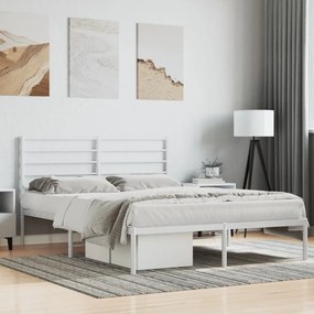 Kovový rám postele s čelom biely 140x190 cm 352368