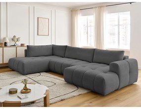 Tmavosivá rozkladacia/s úložným priestorom rohová pohovka (ľavý roh/do tvaru "U") Fuji – Bobochic Paris